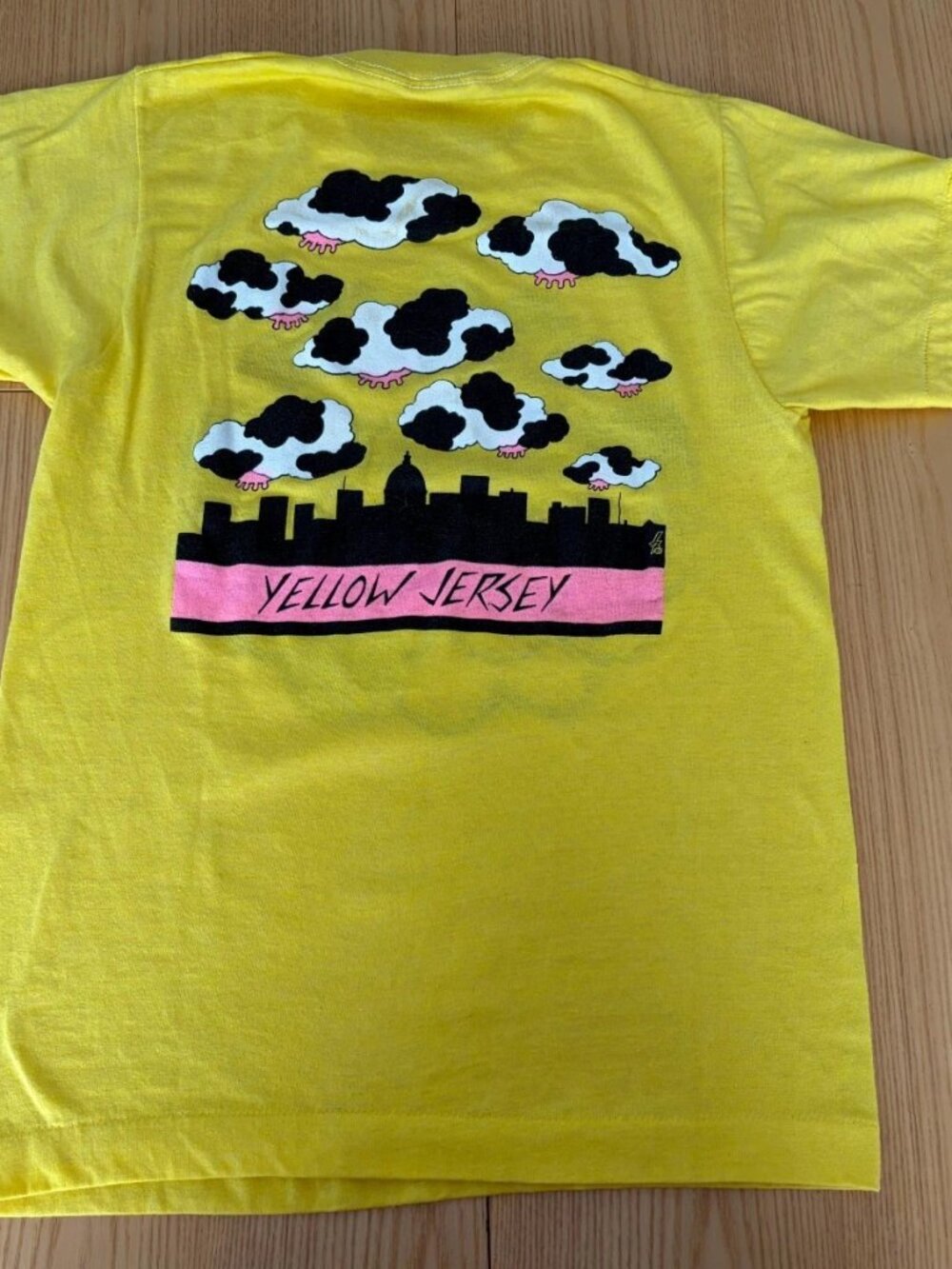 Single stich vintage Cow tee --1985 Bicycle USA National Rally Yellow